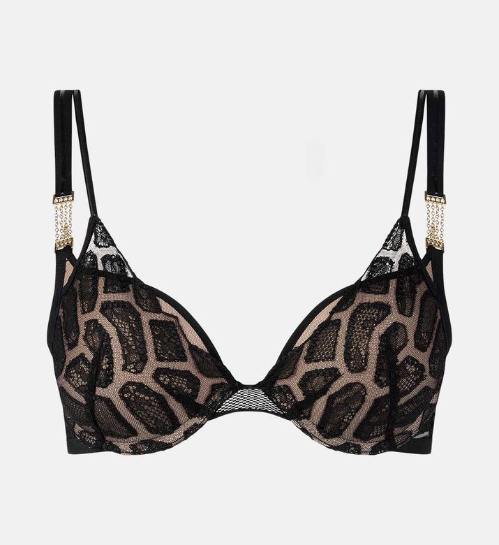 Chantelle Jewel-adorned Push-up Bra, Black, 100, D, Packshot View