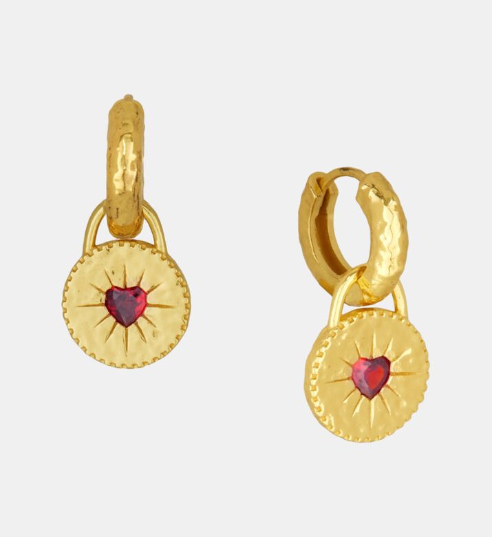 Ottoman Hands Garnet Heart-shape Earrings, Packshot View