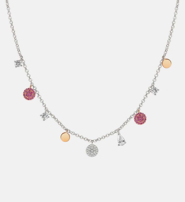 Lucentissima Dangling Pendant Silver Choker Necklace