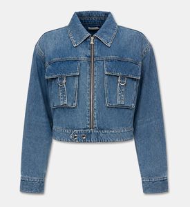 Alice + Olivia Leroy Cropped Denim Jacket, Packshot View