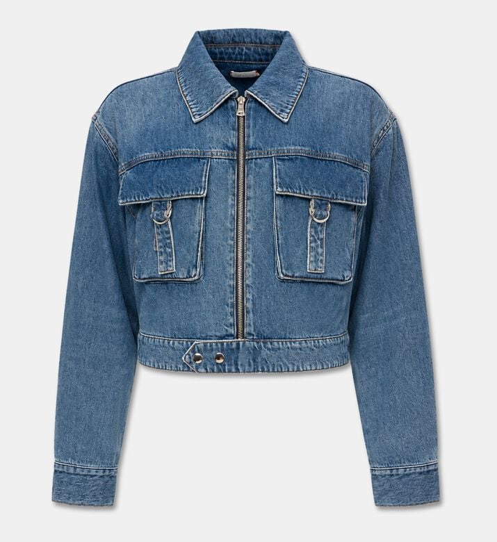 Alice + Olivia Leroy Cropped Denim Jacket, Packshot View