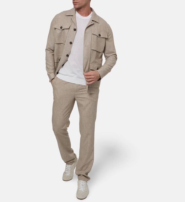 Pal Zileri Textured Tailored-fit Trousers, Model View