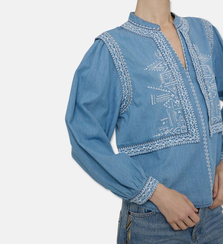 Ba and Sh Embroidered Long-sleeve Blouse, Model View