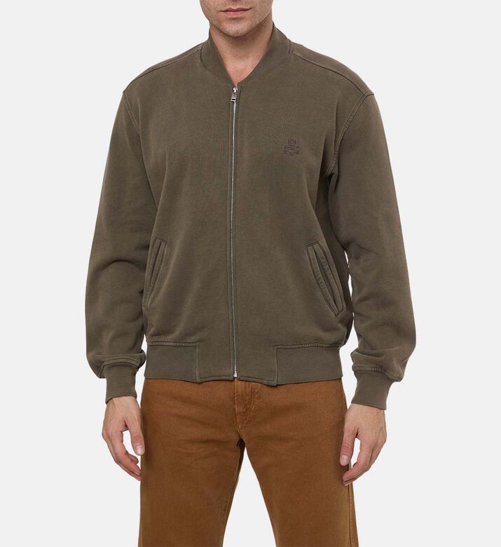 Embroidered Logo-detail Ribbed Long-sleeve Bomber Jacket