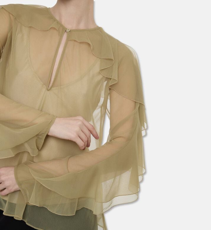 Forte-Forte Ruffle Long-sleeve Regular-fit Top, Model View