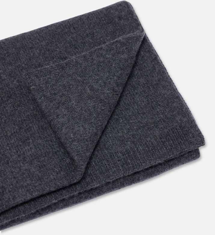 Galeries Lafayette Cashmere Knit Ribbed Scarf, Dark-grey, Packshot View