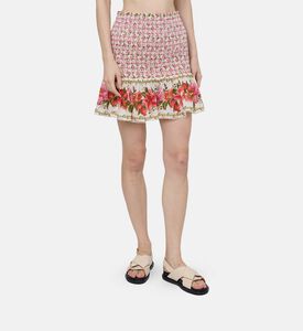 تنورة قصيرة بطبعة أزهار وفواكه صيفية