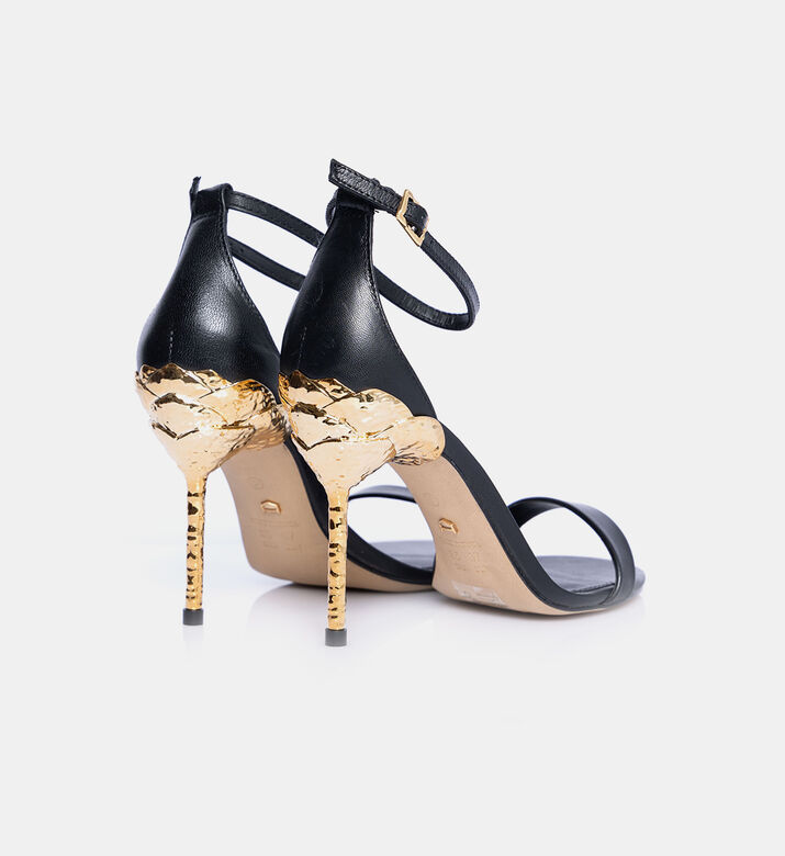 Leather Open Toe Heeled Sandals