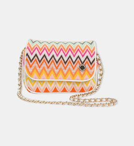 حقيبة كتف صوف بنقشة متعرجة