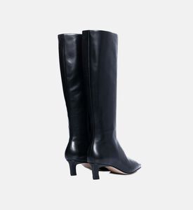 جزمة روري جلد عالية بكعب متوسط