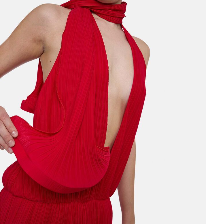 Rowen Rose All-over Micro-pleated Maxi Dress, Model View