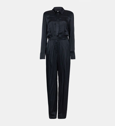 Half-open Back Shirt Jumpsuit