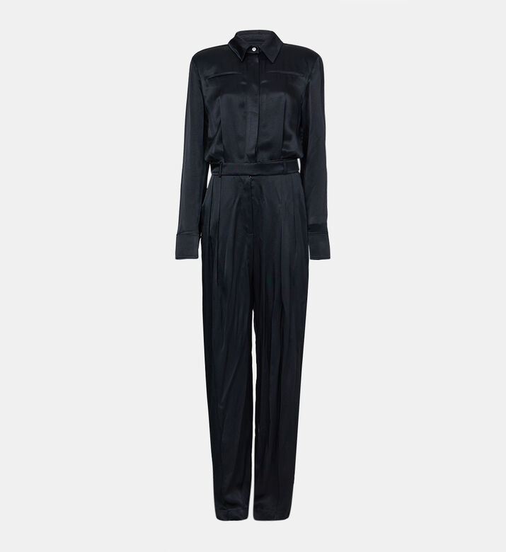 Half-open Back Shirt Jumpsuit
