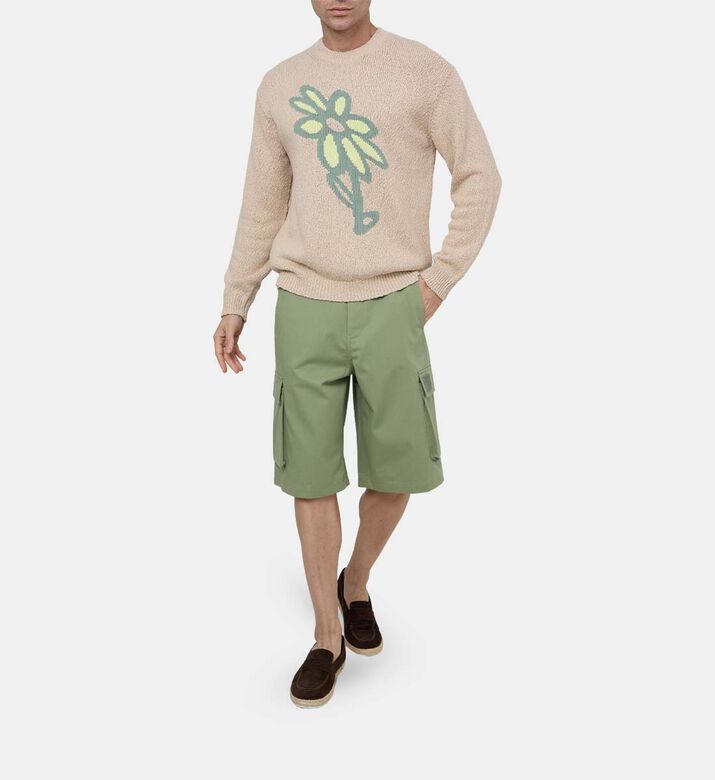 سترة محبوكة بنقشة أزهار قطن