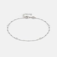 Anklets Round Cubic Zirconia Silver Anklet
