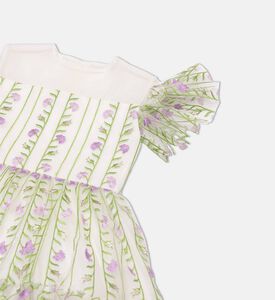 فستان مطرز بالأزهار مكشوف الكتفين