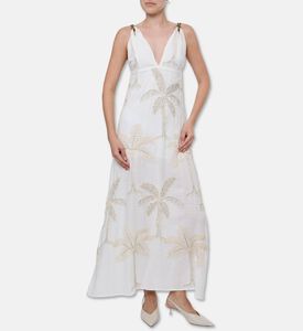 Palmacea Gala Palm-tree Embroidered Maxi Dress, Model View