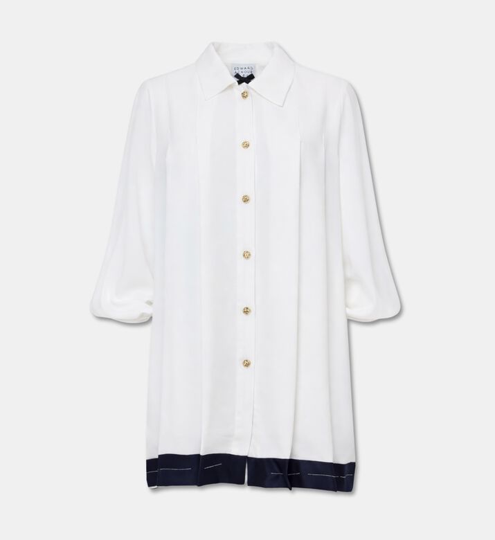 Edward Achour Paris Long-sleeve Vertical Pleats Blouse, Packshot View