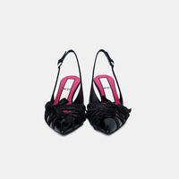 Bow Patent Leather Med Heel Pumps