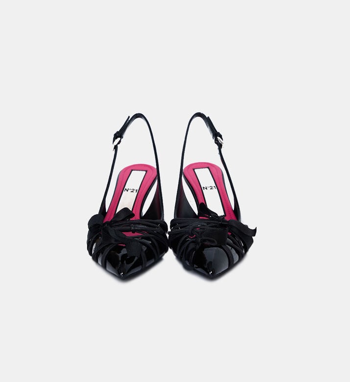 Bow Patent Leather Med Heel Pumps