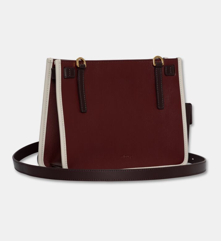 Mlouye Calf Leather Compact Shoulder Bag, Bord-offwht, Packshot View