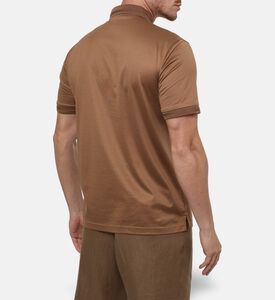 Corneliani Cotton Solid Jersey Polo, Natural, 56, Model View