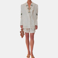 Coconut Tree Macaw Embroidered Richelieu Blazer