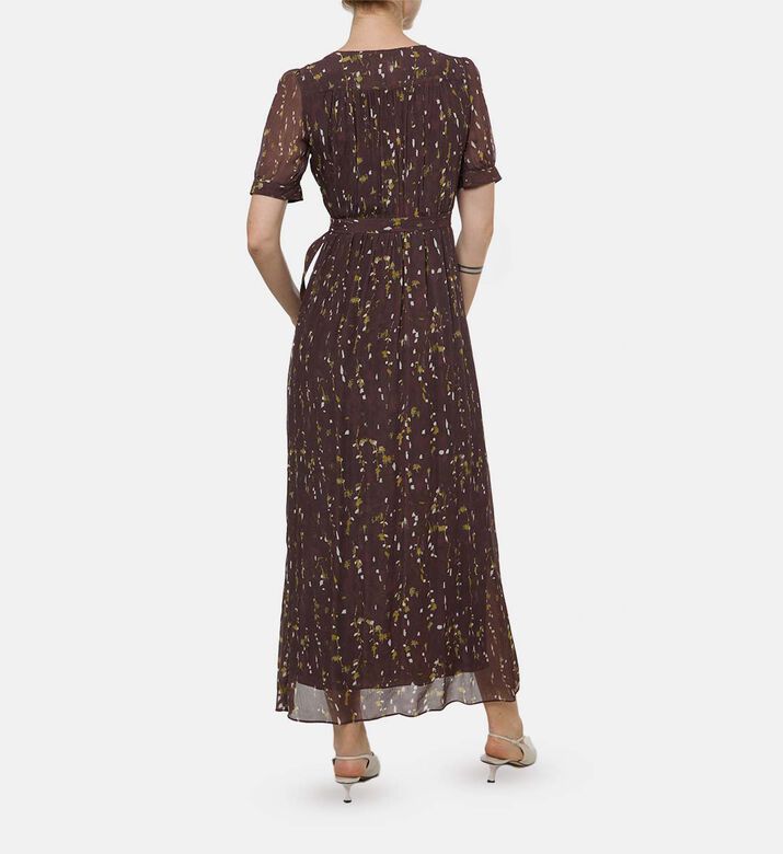 فستان واسع بأكمام قصيرة بطبعة أزهار