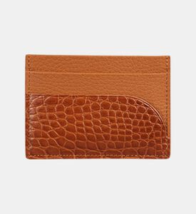 Camille Fournet Alligator Taurillon Round Scale Cardholder, Brown, Packshot View