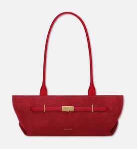 Demellier The New York Elongated Suede Shoulder Bag, Red, Packshot View
