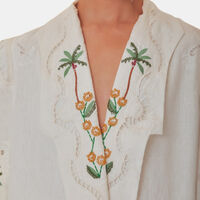 Coconut Tree Macaw Embroidered Richelieu Blazer