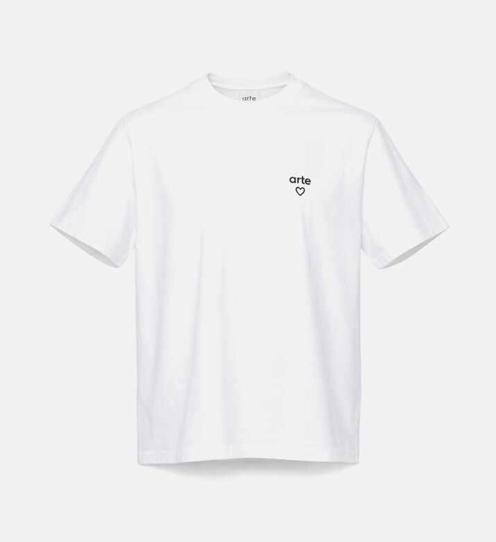 Arte Minimalist Embroidered Heart Logo T-shirt, White, Xl, Packshot View