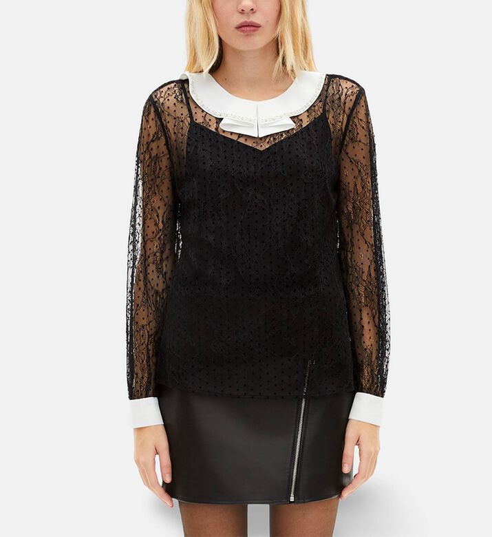 The Kooples Lace Detail Long-sleeve Top, Model View