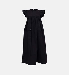 Stretch Cotton Frill Sleeve Dress
