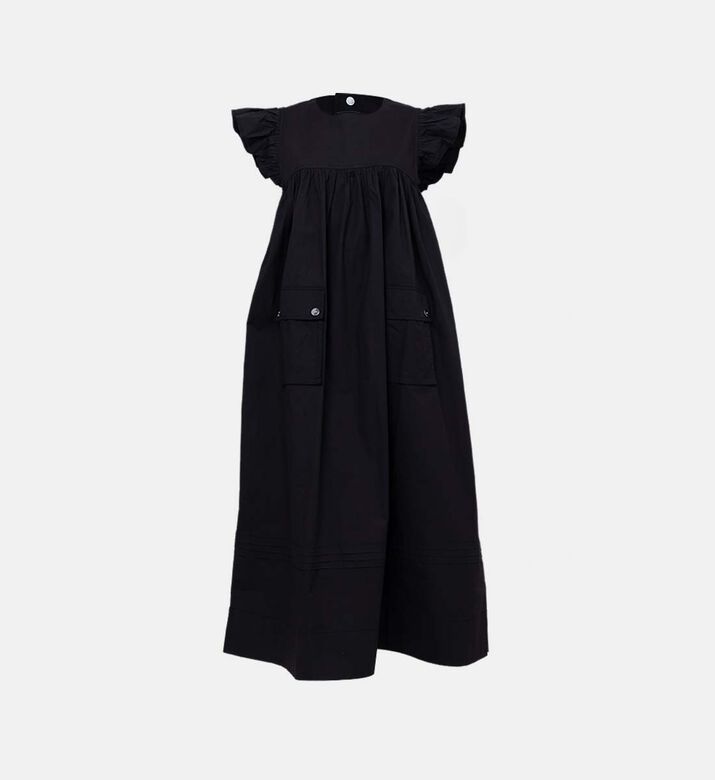 Stretch Cotton Frill Sleeve Dress