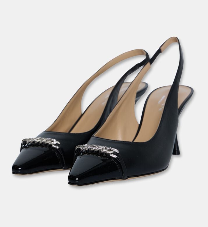 Baldinini Metal-detail Slingback Heels, Black, Eu-37, Packshot View