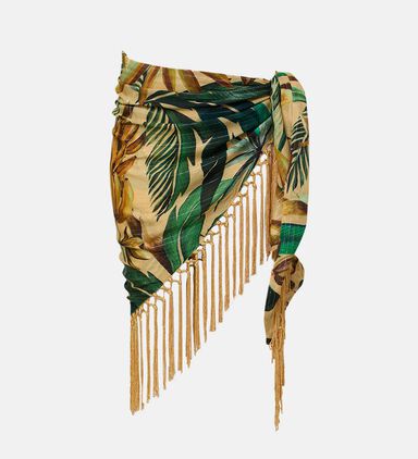 Bananart Metallic Stripe Fringe Trim Cover-up Skirt