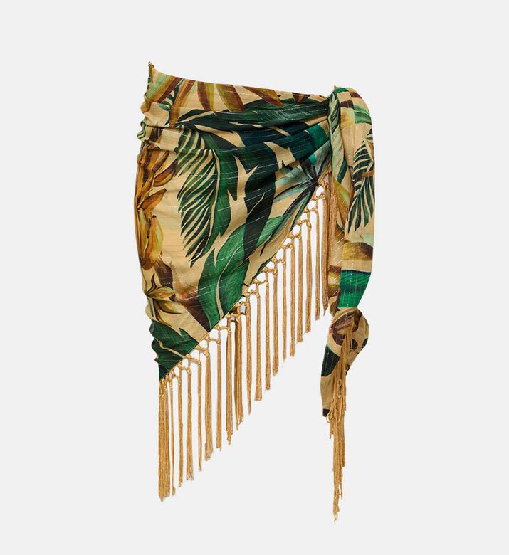 Bananart Metallic Stripe Fringe Trim Cover-up Skirt