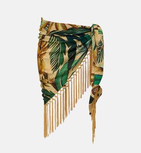 Bananart Metallic Stripe Fringe Trim Cover-up Skirt Bananart Metallic Stripe Fringe Trim Cover-up Skirt
