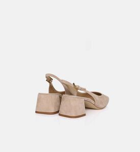 Suede Slingback Mid-heel Pumps