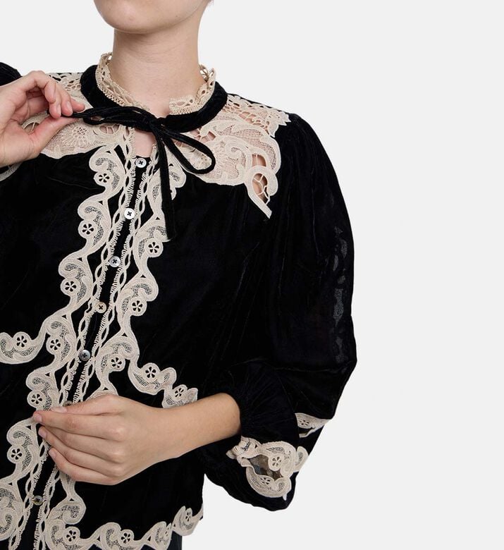 Sea NY Medina Ruffled Collar Blouse, Model View