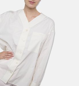 Jil Sander Collarless V-neck Utility Shirt, Model View