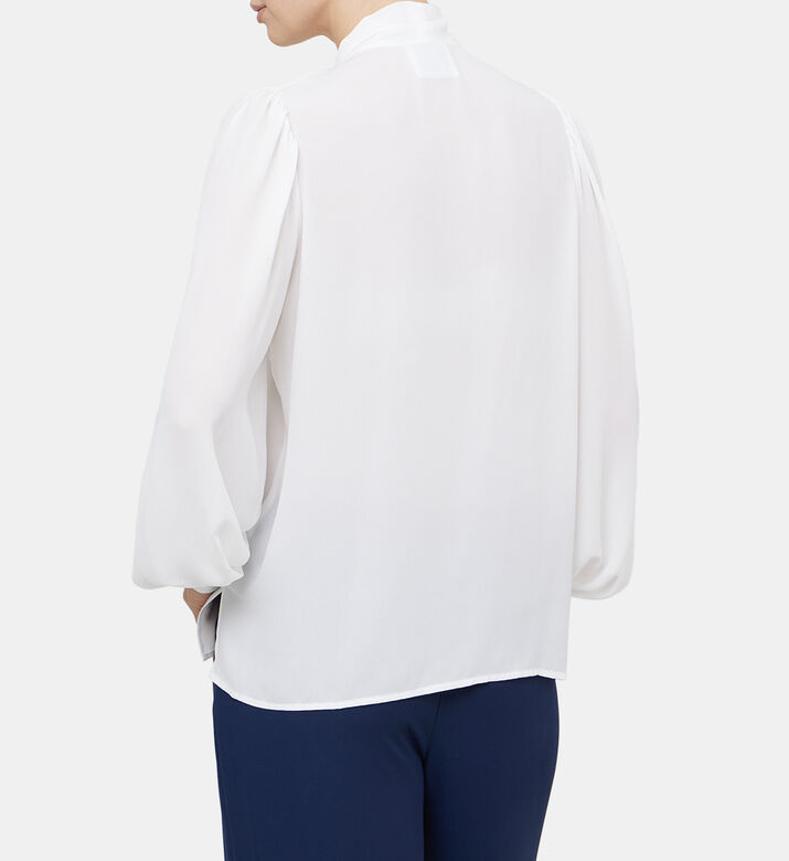 Lavaliere Bow Collar Flowy Shirt