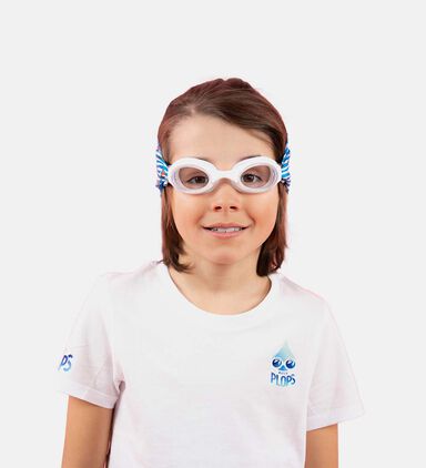 Blue Junior Swimming Goggles Ultra-soft Band With Striped Boats