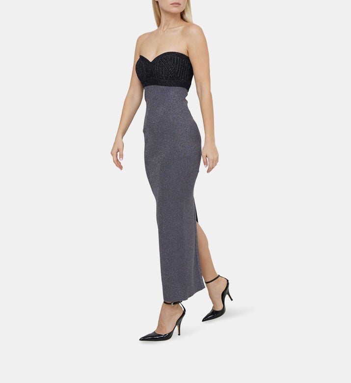 Mixed Gauge Metallic Strapless Gown Mixed Gauge Metallic Strapless Gown