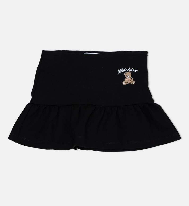 Teddy Bear-print Elasticated Waistband Ruffled Skirt