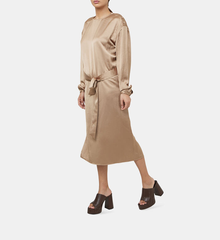 روبي الساتان فستان طويل