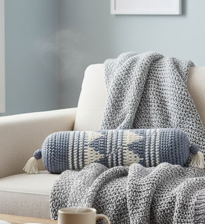 Home Deco and More Sol Cotton Bolster Filled And Vaccumed Cushion, Blue, Packshot View Home Deco and More Sol Cotton Bolster Filled And Vaccumed Cushion, Blue, Packshot View