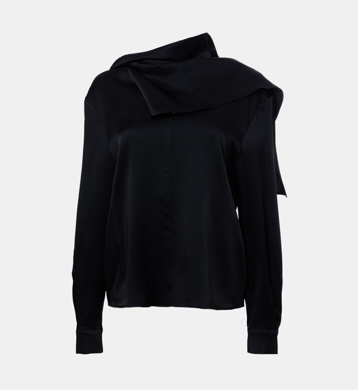 Drape-collar Long-sleeve Top
