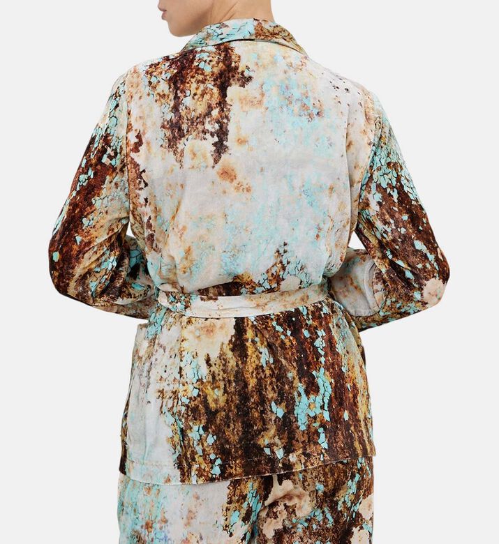 Marble Fabric Belted Shirt Jacket